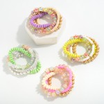 Wholesale set Four Beaded Stretch Bracelets Heishi Beads Confetti Foil Beads Rou