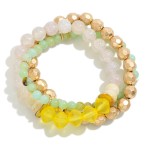 Wholesale set Three Beaded Stretch Bracelets Semi Precious Natural Stone Beads F