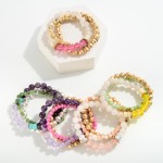 Wholesale set Three Beaded Stretch Bracelets Semi Precious Natural Stone Beads F