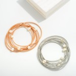 Wholesale set Six Guitar String Stretch Bracelets Pearl Details D