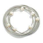 Wholesale set Six Guitar String Stretch Bracelets Pearl Details D