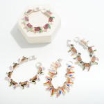 Multicolored Enamel & Resin Animal Bracelet 

- Approximately 7.5" Total Length 
- Magnetic Closure 