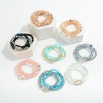 Wholesale set Three Semi Precious Faceted Beaded Stretch Bracelets Glass Station