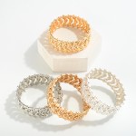 Wholesale linked Metal Ruffle Stretch Bracelet D