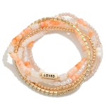 Set of Six Beaded Bracelets Featuring 'Loved' Bracelet 

- Approximately 2.5" D 