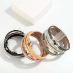 Wholesale faux Leather Multi strand Magnetic Bracelet Star Pearl Accents Magneti