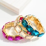 Wholesale square Cushion Cut Glass Stretch Bracelet D
