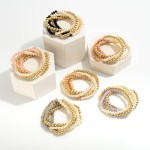 Wholesale set Five Beaded Stretch Bracelets Pearl Accents D