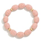 Wholesale dimpled Wood Beaded Stretch Bracelet D