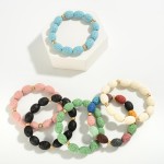 Wholesale dimpled Wood Beaded Stretch Bracelet D