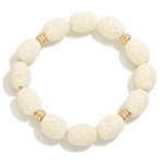 Wholesale dimpled Wood Beaded Stretch Bracelet D
