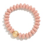 Dimpled Wood Beaded Stretch Bracelet 

- Approximately 2.5" D