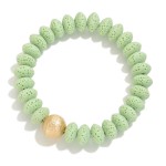 Wholesale dimpled Wood Beaded Stretch Bracelet D