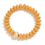 Wholesale dimpled Wood Beaded Stretch Bracelet D