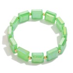 Abalone Square Glass Crystal Beaded Stretch Bracelet

- Approximately 2.5" D