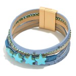 Multi-Strand Leather Bracelet With Star Details

- Approximately 7.5" L
- Magnetic Closure 