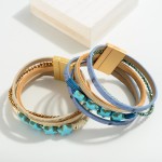 Wholesale multi Strand Leather Bracelet Star Details L Magnetic Closure