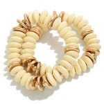 Set of Two Wood Rondelle Beaded Stretch Bracelet

- Approximately 2.5" D