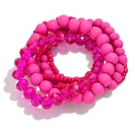 Wholesale set Six Beaded Stretch Bracelets Wood Heishi Beads D