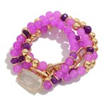 Wholesale set Four Beaded Stretch Bracelets Rhinestone Station Chain Link Accent