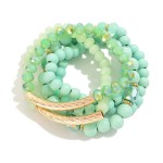 Wholesale set Five Beaded Stretch Bracelets Faceted Tube Beads D