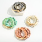 Wholesale set Five Beaded Stretch Bracelets Faceted Tube Beads D