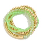 Wholesale set Five Beaded Stretch Bracelets Gold Tube Bead D