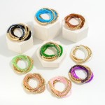 Set of Five Beaded Stretch Bracelets Featuring Gold Tube Bead

- Approximately 2.5" D