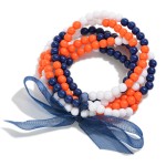 Wholesale set Six Dainty Beaded Stretch Bracelets Bow Detail D