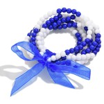 Wholesale set Six Dainty Beaded Stretch Bracelets Bow Detail D