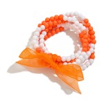 Wholesale set Six Dainty Beaded Stretch Bracelets Bow Detail D
