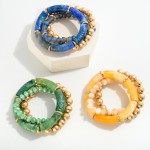 Wholesale set Three Beaded Stretch Bracelets Tube Disco Beads D