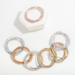 Wholesale set Five Linked Rhinestone Stretch Bracelets D