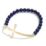 Wholesale semi Precious Stone Beaded Stretch Bracelet Cross D