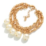 Wholesale layered Chain Link Bracelet Pearl Tassel L Extender L