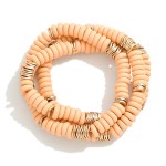 Wholesale set Three Wood Disc Beaded Stretch Bracelets D