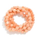 Set of Five Natural Stone Beaded Stretch Bracelet Set

- Approximately 2.5" D