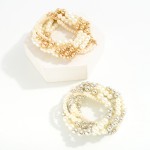 Wholesale set Seven Tapered Pearl Beaded Stretch Bracelets D