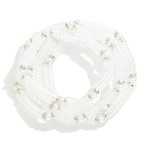 Set of Five Opaque Disc Beaded Stretch Bracelets With Pearl Accents

- Approximately 2.5" D 