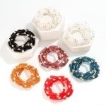 Set of Five Opaque Disc Beaded Stretch Bracelets With Pearl Accents

- Approximately 2.5" D 