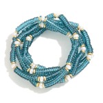 Wholesale set Five Opaque Disc Beaded Stretch Bracelets Pearl Accents D