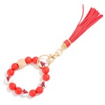 Wholesale multi Colored Holiday Beaded Bracelet Keyring Tassel One Fits Most L