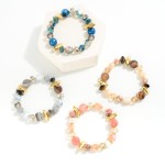 Wholesale faceted Beaded Stretch Bracelet Stone Bead Accents D