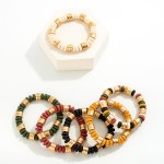 Wholesale lava Gold Beaded Stretch Bracelet Diameter