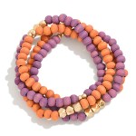 Wholesale set Four Wood Beaded Stretch Bracelets D