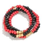 Wholesale set Four Wood Beaded Stretch Bracelets D