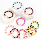 Wholesale faceted Beaded Stretch Bracelet Rhinestone Station D