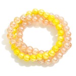 Wholesale set Three Pearlescent Beaded Stretch Bracelets D