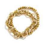 Wholesale set Two Beaded Stretch Bracelets Twisted Metal Detail D