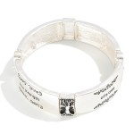 Silver Tone 'Tree of Life ' Engraved Stretch Bangle 
'The Strength of a tree lies in its ability to bend.' 

- Approximately 2.25" D

